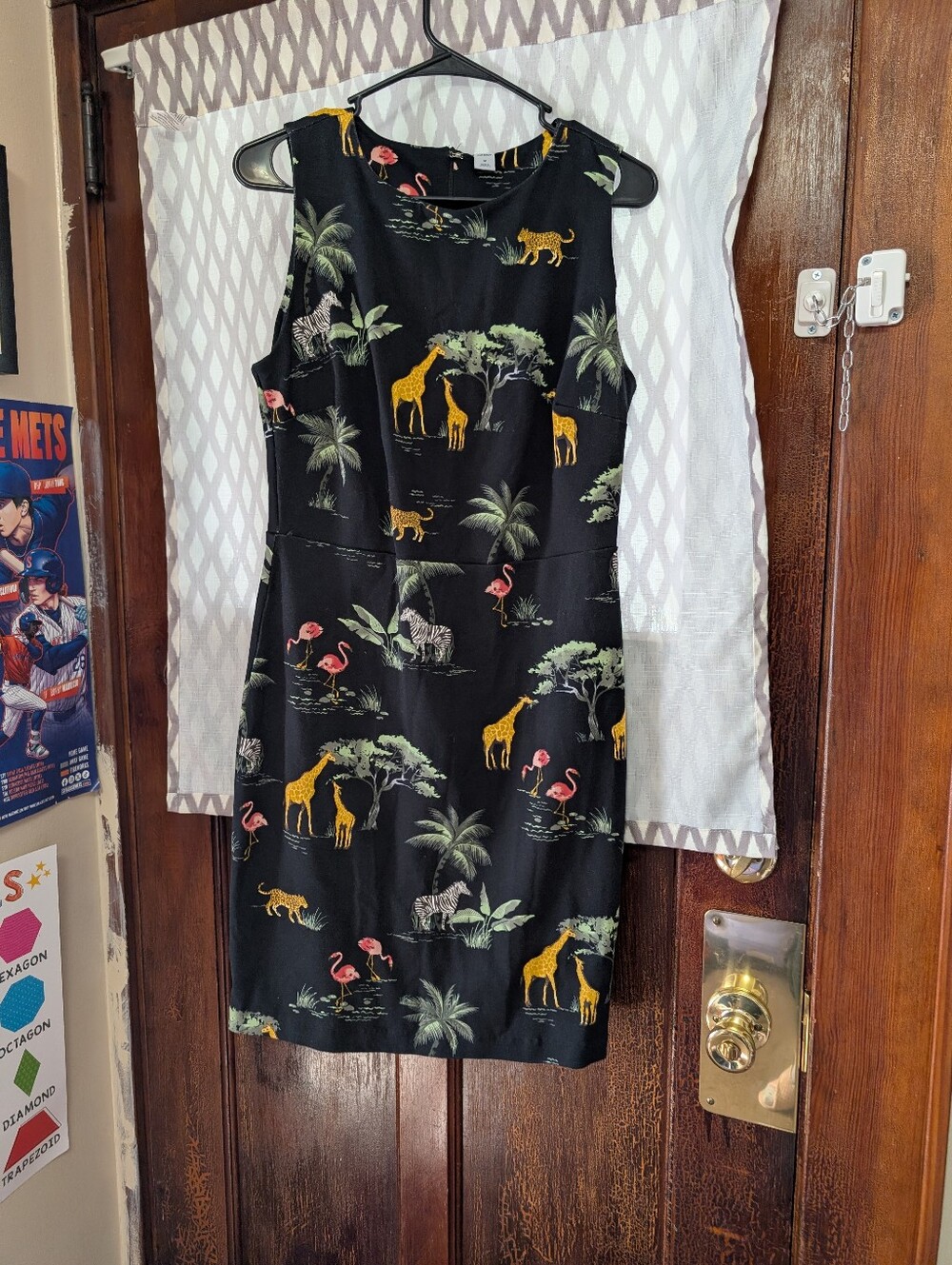 Old Navy Black Sleeveless Mini Dress with Safari Animal Print